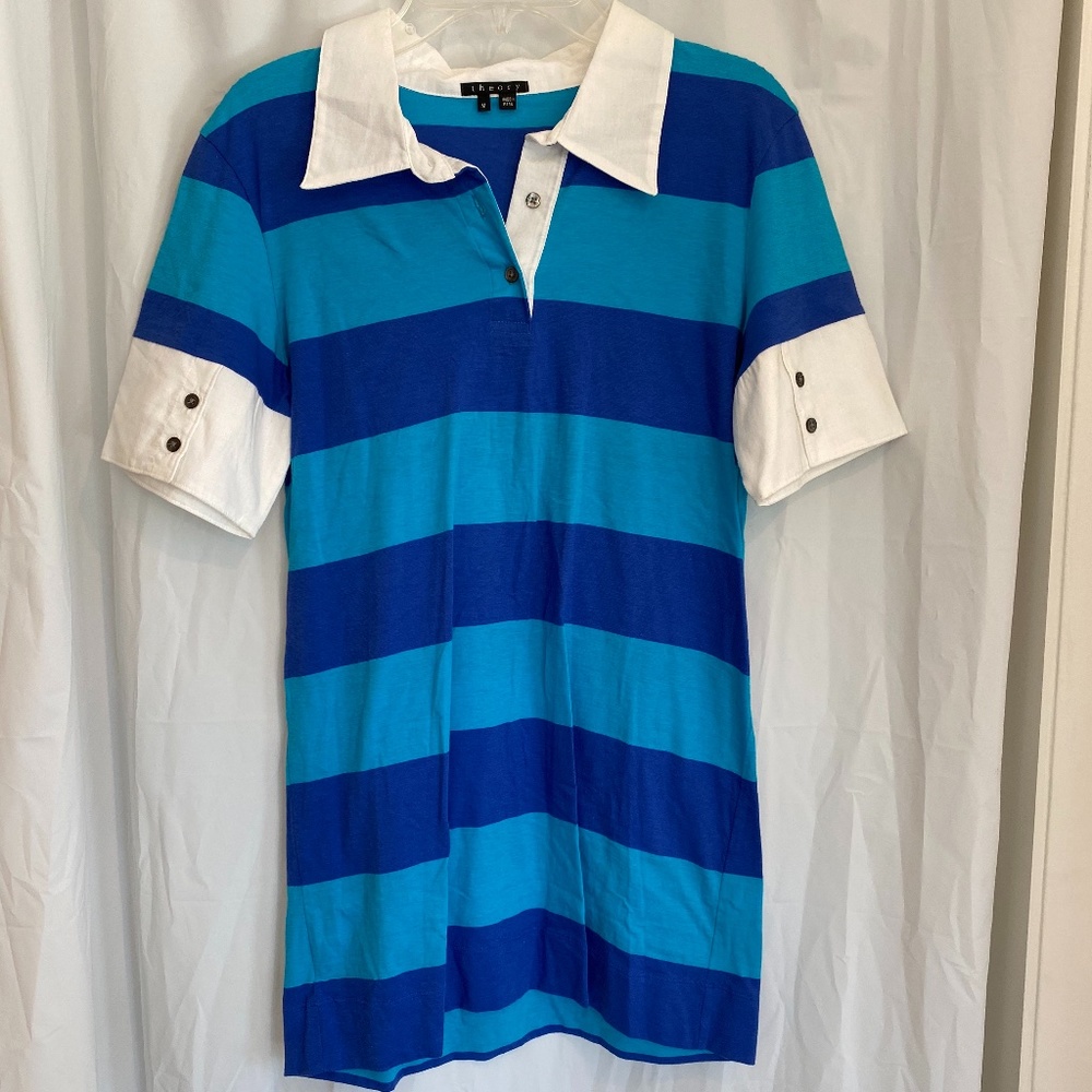 Theory Striped Collared Tee Shirt